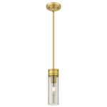 Boreas Stem Hung Pendant - Brushed Brass / Smoke