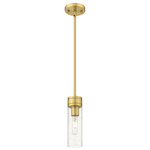 Boreas Stem Hung Pendant - Brushed Brass / Clear Seedy