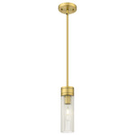 Boreas Stem Hung Pendant - Brushed Brass / Striped Clear