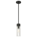 Boreas Stem Hung Pendant - Matte Black / Striped Clear