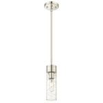 Boreas Stem Hung Pendant - Polished Nickel / Clear Swirl