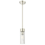 Boreas Stem Hung Pendant - Polished Nickel / Striped Clear