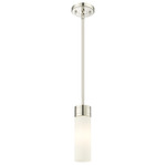 Boreas Stem Hung Pendant - Polished Nickel / Striped White