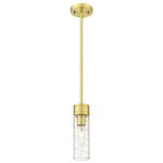 Boreas Stem Hung Pendant - Satin Gold / Clear Swirl