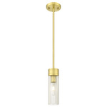 Boreas Stem Hung Pendant - Satin Gold / Striped Clear