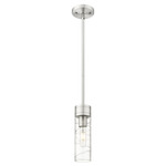 Boreas Stem Hung Pendant - Satin Nickel / Clear Swirl