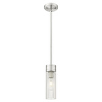 Boreas Stem Hung Pendant - Satin Nickel / Striped Clear