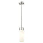 Boreas Stem Hung Pendant - Satin Nickel / Striped White