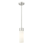 Boreas Stem Hung Pendant - Satin Nickel / White