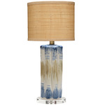 Abstract Table Lamp - Blue / Raffia