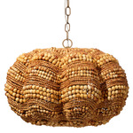 Clamshell Chandelier - Antique Brass / Natural Wood