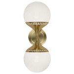 Rio Double Wall Sconce - Antique Brass / White