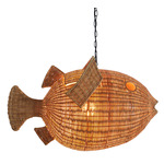 Wicker Blowfish Pendant - Black / Rattan
