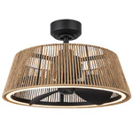 Isla Ceiling Fan with Color-Select Light - Matte Black / Rope