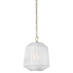 Amanza Pendant - Aged Brass / White Linen