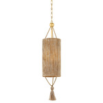 Reyn Tall Pendant - Aged Brass / Natural