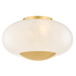 Lottie Ceiling Flush Light - Aged Brass / Cloud