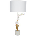 Thylane Table Lamp - White / Gold Leaf / White