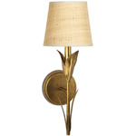 River Reed Wall Sconce - Antique Gold Leaf / Natural Rattan