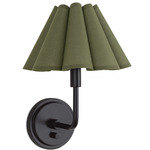 Polly Scalloped Wall Sconce - Blackened Brass / Green