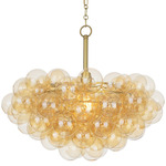 Bubbles Chandelier - Natural Brass / Amber