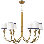 River Reed Chandelier - Antique Gold Leaf / White / Navy