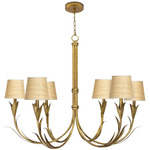 River Reed Chandelier - Antique Gold Leaf / Natural Rattan