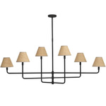 Polly Rattan Linear Chandelier - Blackened Brass / Natural Rattan
