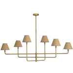 Polly Rattan Linear Chandelier - Natural Brass / Natural Rattan