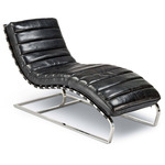 Chaise Lounge - Polished Stainless Steel / Black