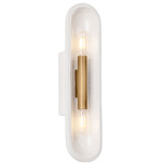 Lane Wall Sconce - White / Patina Brass