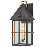 Toby Outdoor Wall Light - Graphite / Patina Brass / Clear