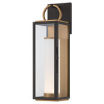 Gareth Outdoor Wall Light - Black / Patina Brass / Clear