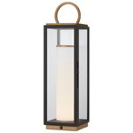 Gareth Outdoor Portable Table Lamp - Black / Patina Brass / Clear
