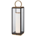 Gareth Outdoor Portable Table Lamp - Black / Patina Brass / Clear