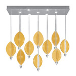 Embark Sail Linear Multi Light Pendant - Silver Leaf / Amber