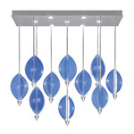 Embark Sail Linear Multi Light Pendant - Silver Leaf / Blue