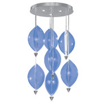 Embark Sail Multi Light Pendant - Silver Leaf / Blue
