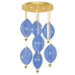 Embark Sail Multi Light Pendant - Gold Leaf / Blue