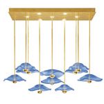 Embark Disc Linear Multi Light Pendant - Gold Leaf / Blue
