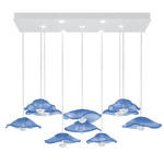 Embark Disc Linear Multi Light Pendant - White / Blue