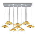 Embark Disc Linear Multi Light Pendant - Silver Leaf / Amber