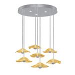 Embark Disc Multi Light Pendant - Silver Leaf / Amber