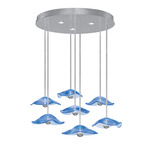 Embark Disc Multi Light Pendant - Silver Leaf / Blue