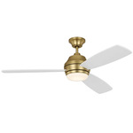 Ikon Ceiling Fan with Color Select Light - Burnished Brass / Matte White