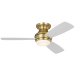 Ikon Hugger Ceiling Fan with Color Select Light - Burnished Brass / Matte White