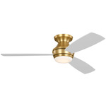 Ikon Hugger Ceiling Fan with Color Select Light - Burnished Brass / Matte White
