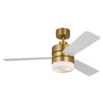 Era Ceiling Fan with Light - Burnished Brass / Matte White / Matte White