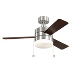 Syrus 44 inch Ceiling Fan with Light - Brushed Steel / American Walnut-Silver / Matte White