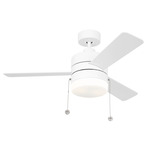 Syrus 44 inch Ceiling Fan with Light - Matte White / Matte White / Matte White